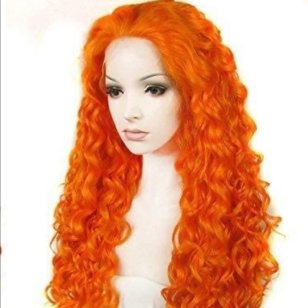 ♥️ 22” ORANGE KINKY CURLY LACE-FRONT FRONT WIG
